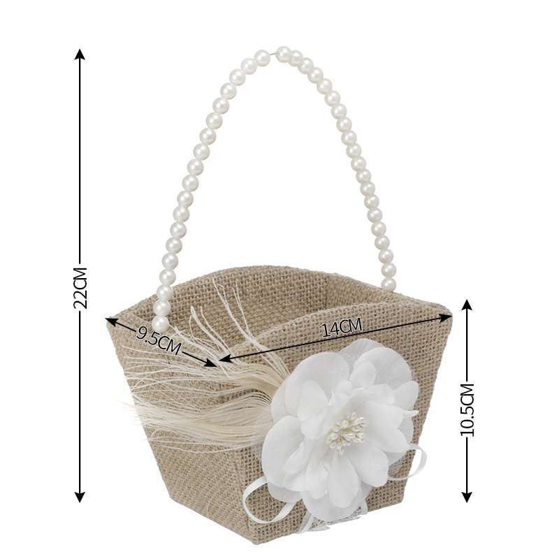 Burlap Flower Girl Basket for Weddings view 5