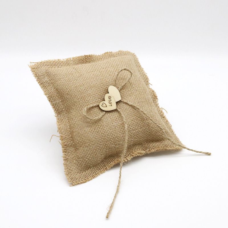 Rustic Burlap Flower Girl Baskets with Pearl Handle view 2