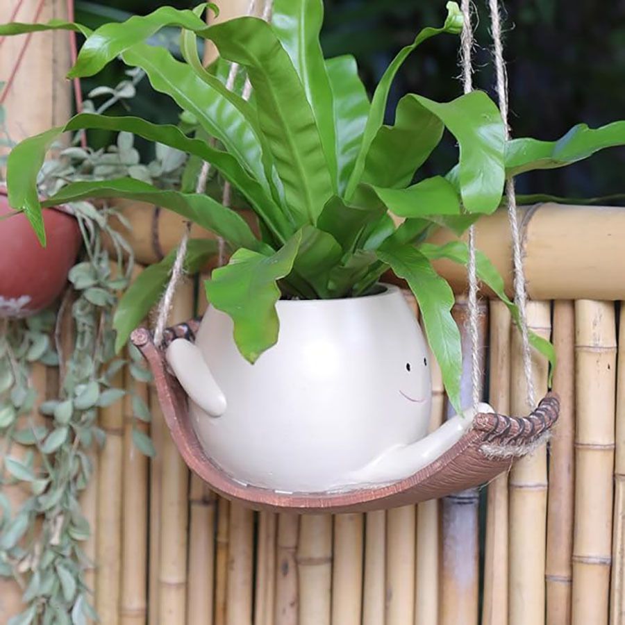 Hanging Hammock Planter Pot Swing Smile Face Planter for String of Pearls view 3
