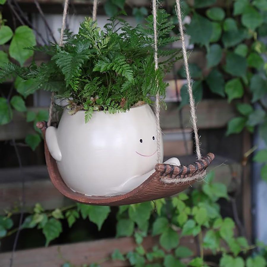 Hanging Hammock Planter Pot Swing Smile Face Planter for String of Pearls view 4