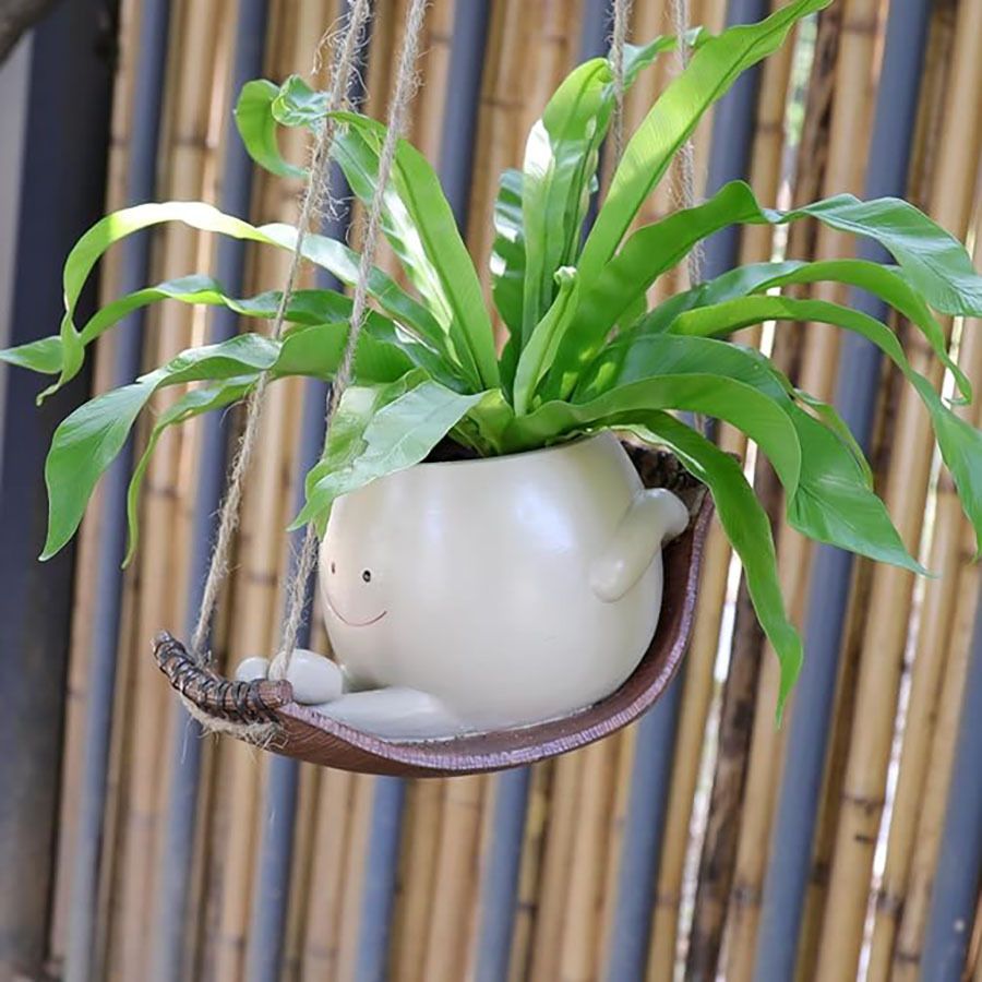 Hanging Hammock Planter Pot Swing Smile Face Planter for String of Pearls view 5