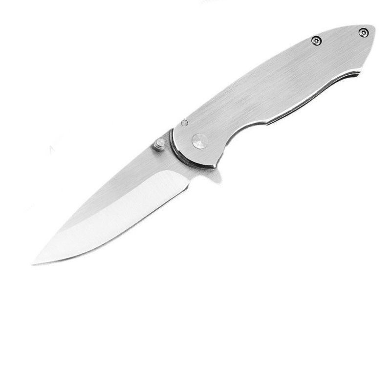 Folding Knife Pyrite Balde and Stainless Steel Handle Button Lock Pocket Knife