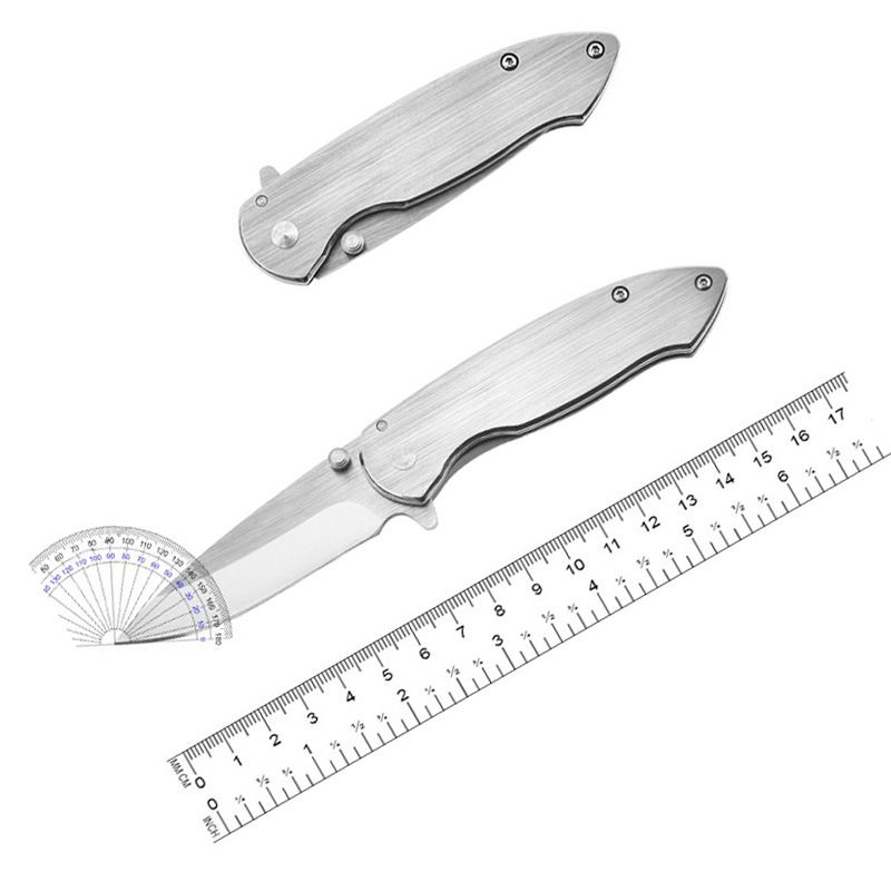 Folding Knife Pyrite Balde and Stainless Steel Handle Button Lock Pocket Knife view 5