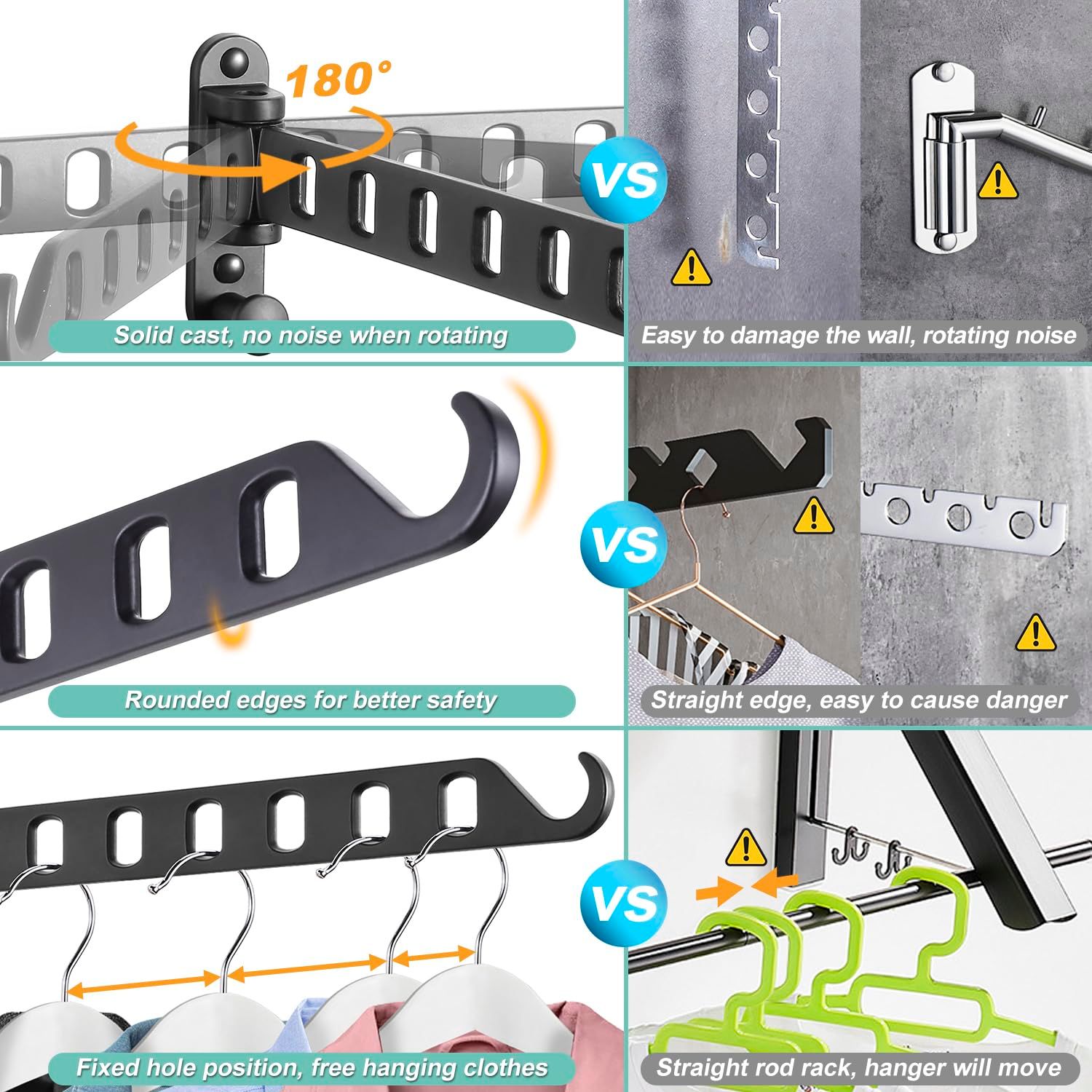 Swing Arm Clothes Hanger Rack Wall Mount view 5