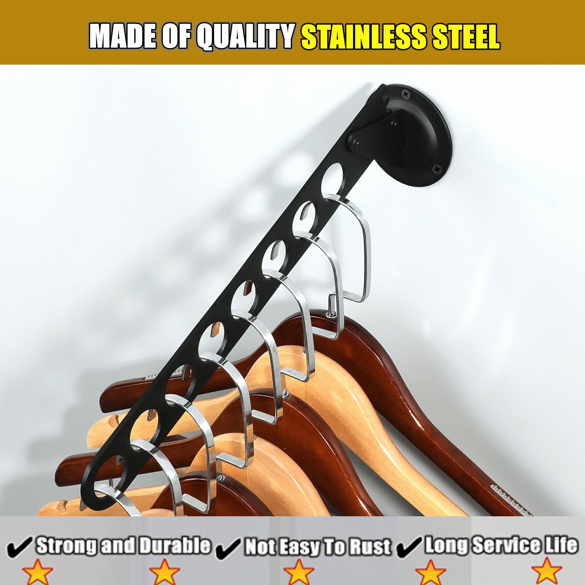 Stainless Steel Adjustable Laundry Room Hanging Rack view 3