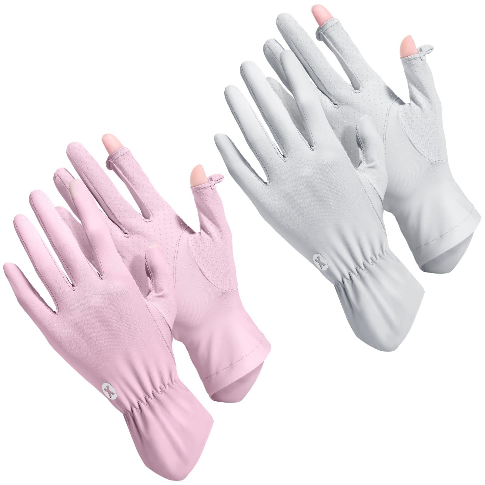 2 Packs Women UV Sun Protection Gloves Full Finger Touchscreen Non Slip Gloves