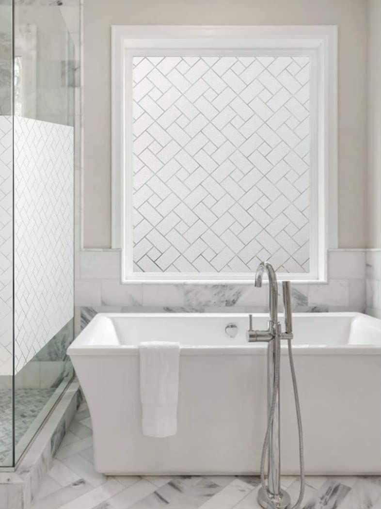 Privacy Film Oblique Grid Pattern Frosted Glass Window Film Opaque Window view 4