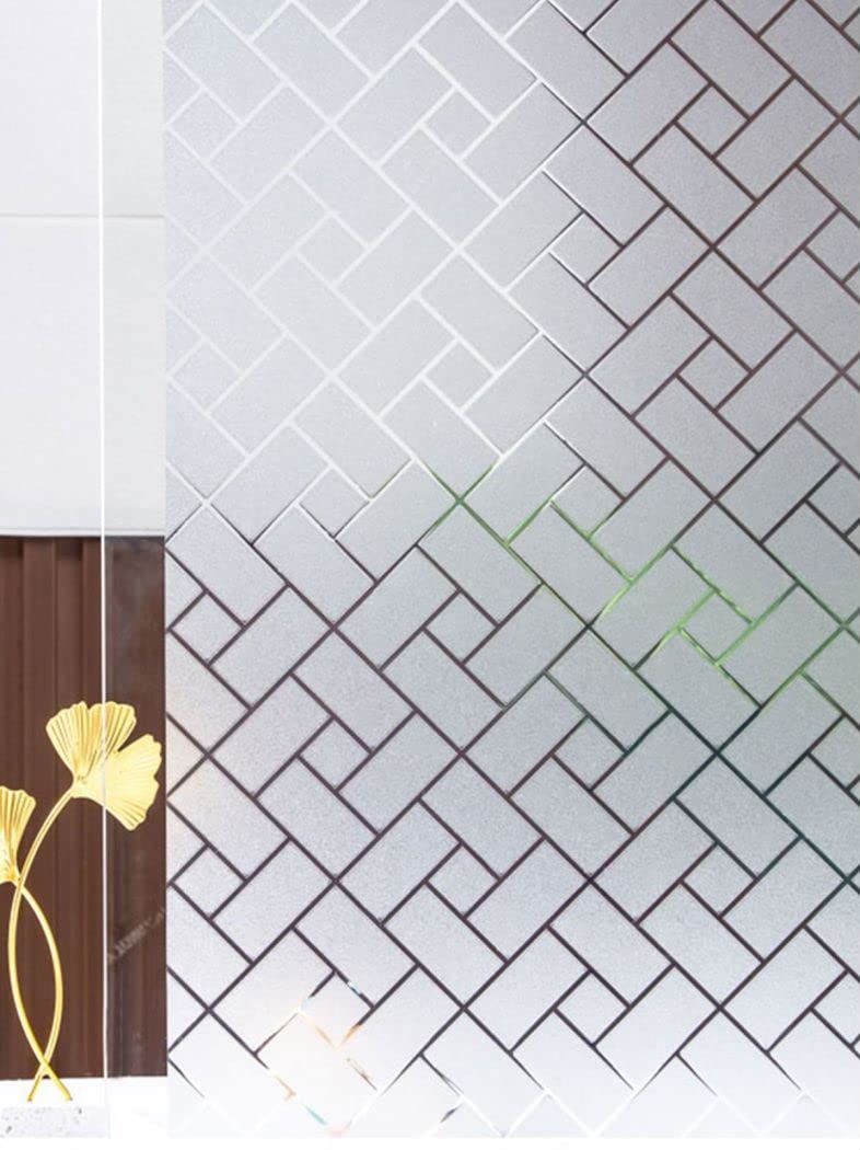 Privacy Film Oblique Grid Pattern Frosted Glass Window Film Opaque Window view 5