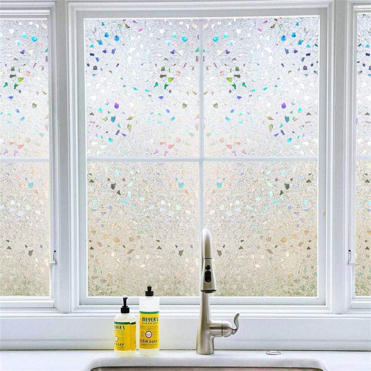 Window Privacy Film,Stained Glass Frosted Window Film,Decorative 3D Vinyl view 2