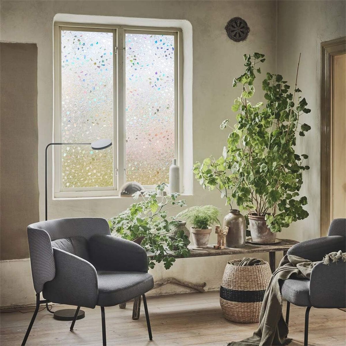 Window Privacy Film,Stained Glass Frosted Window Film,Decorative 3D Vinyl view 4