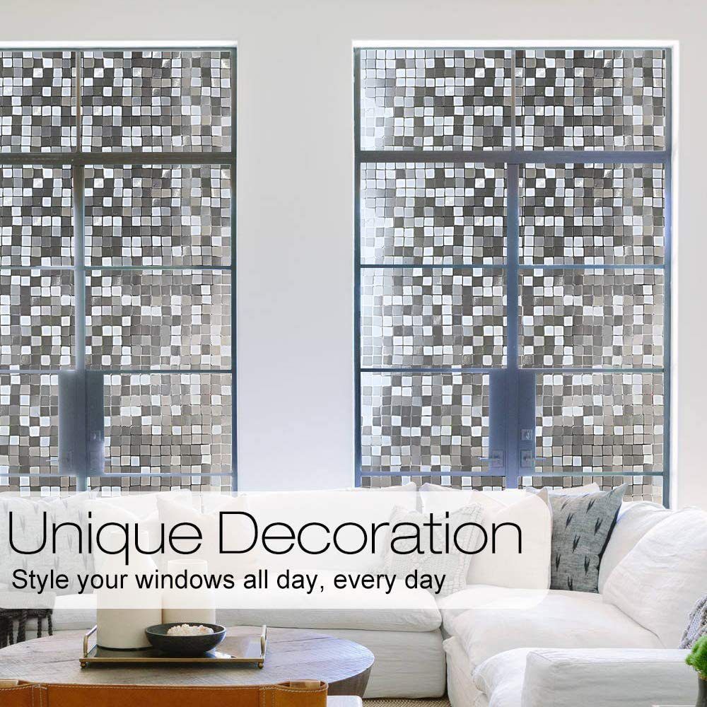 Window Privacy Film 3D Decorative Stained Glass Window Film Non-Adhesive view 3