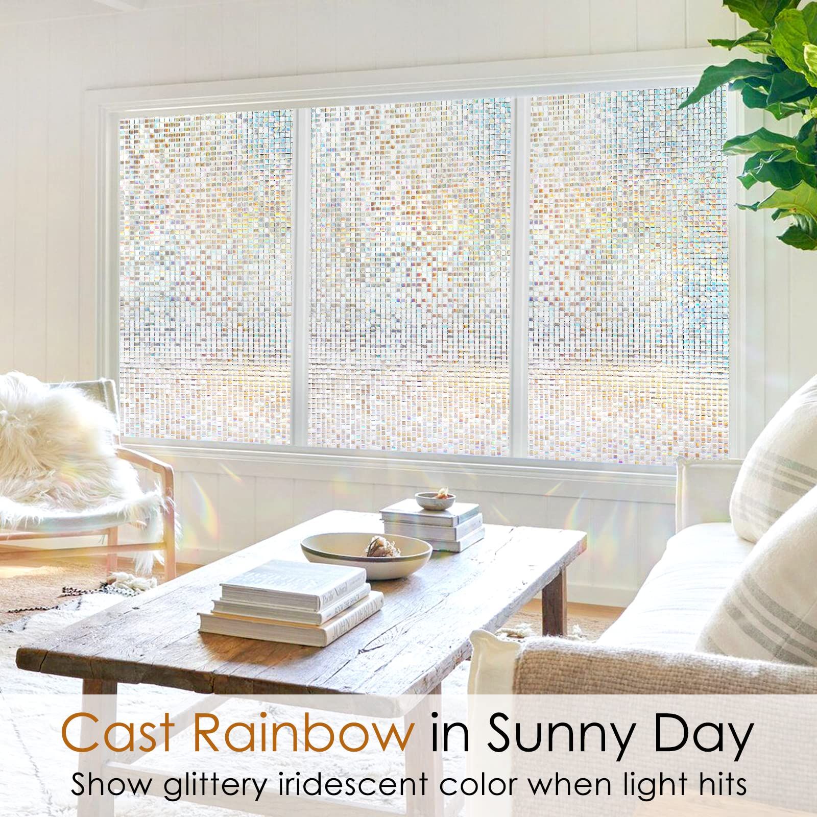 Window Privacy Film Stained Glass Window Film Mosaic Static Cling Decorative view 3