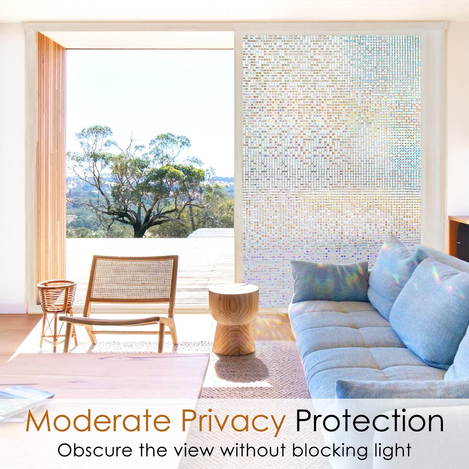 Window Privacy Film Stained Glass Window Film Mosaic Static Cling Decorative view 4