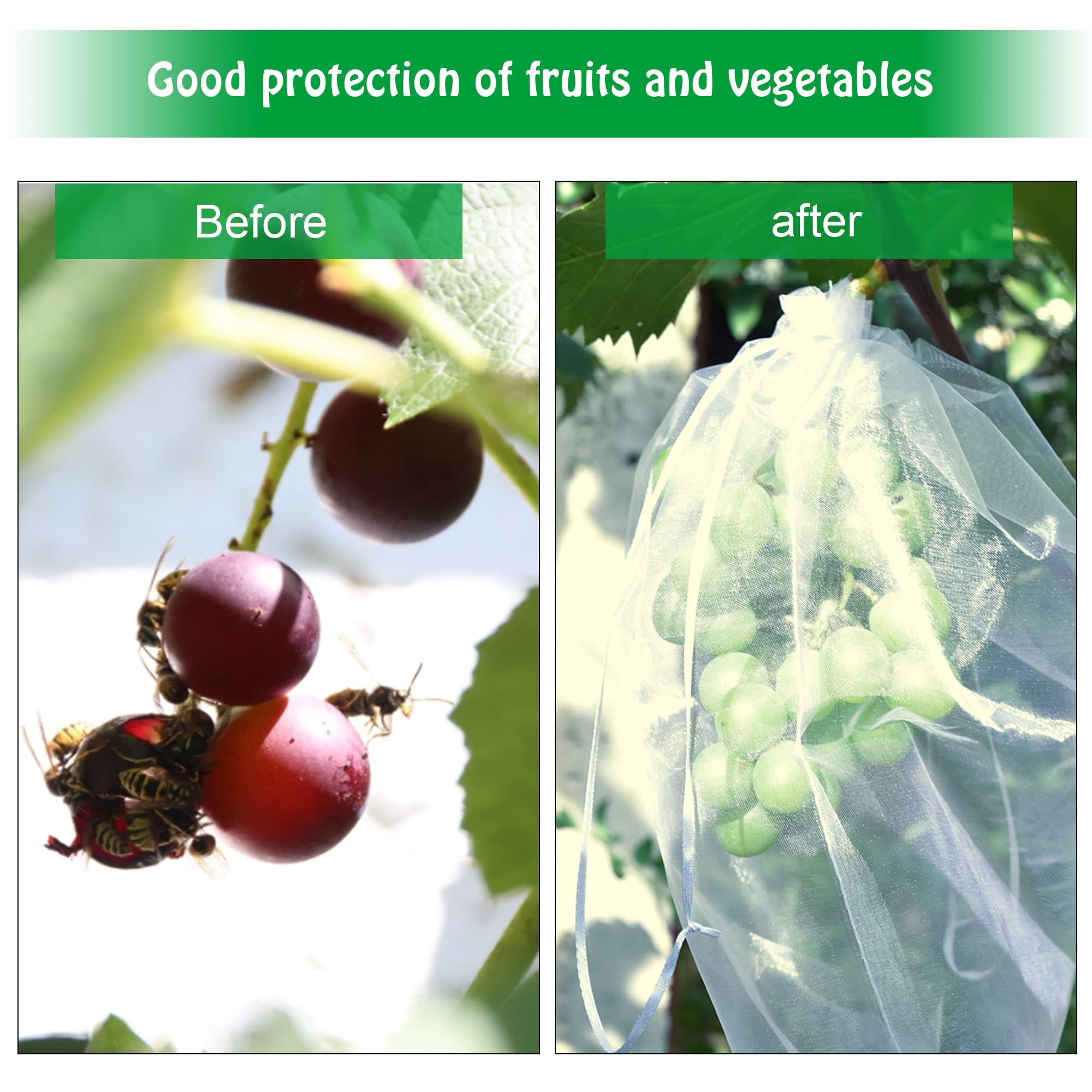 100 Pcs Fruit Protection Bags Protection Netting Bags for Fruit Trees Reusable view 4