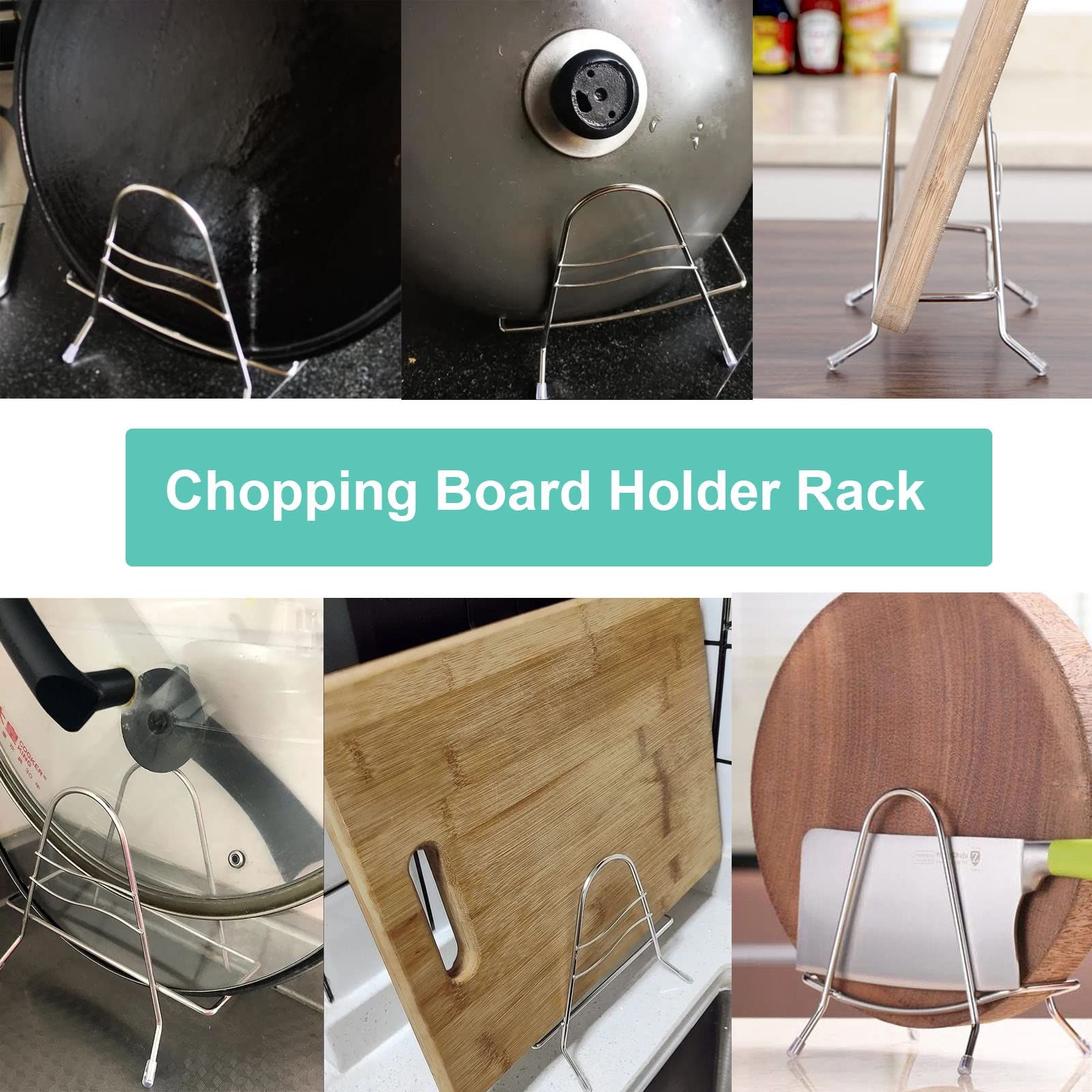 2 Pack Cutting Board Rack Stand Pot Pan Lid Holder Cover Organizer Storage view 5