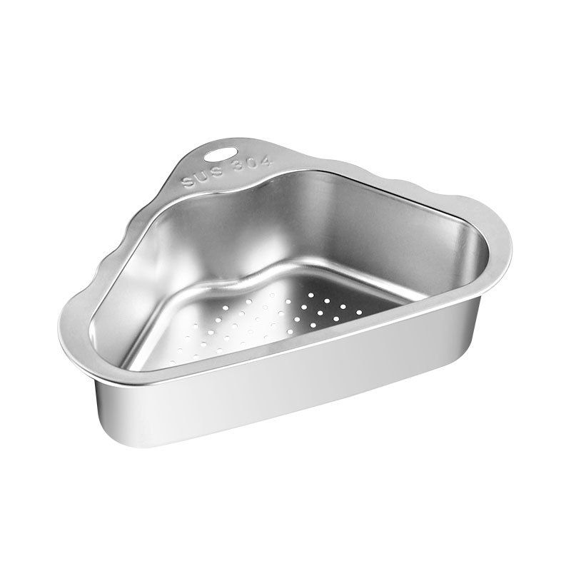 Sink Drainer Basket Stainless Steel Kitchen Strainer Bowl Triangle Corner — image 1