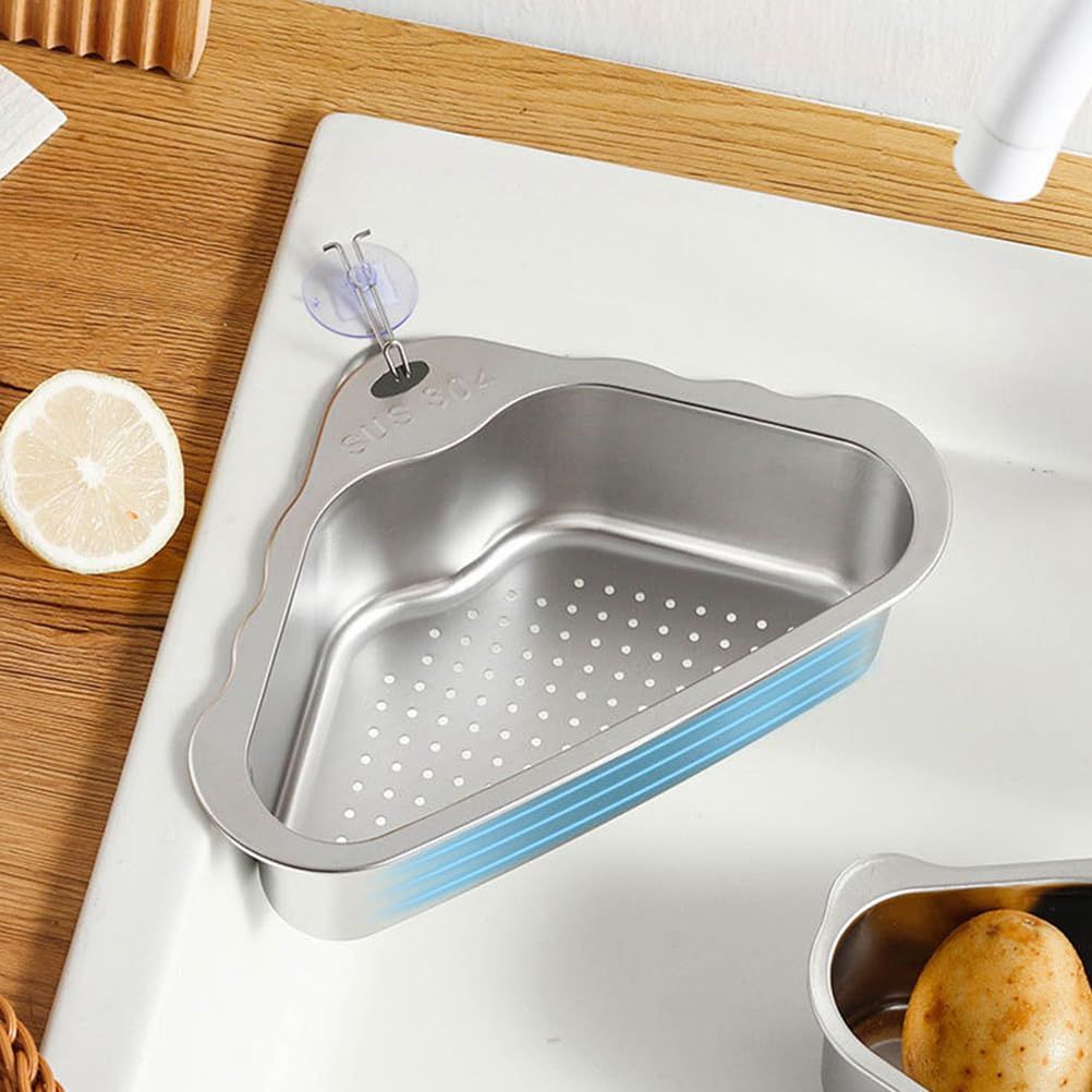 Sink Drainer Basket Stainless Steel Kitchen Strainer Bowl Triangle Corner view 4