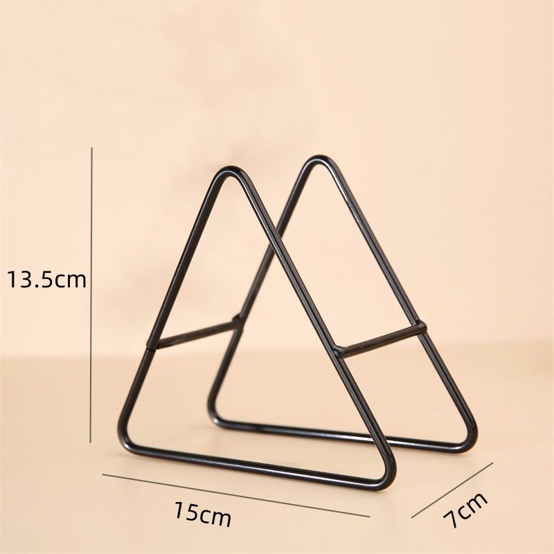 2Pcs Iron Metal Coaster Holder Triangle Small Dishes Coaster Upright Stand view 5