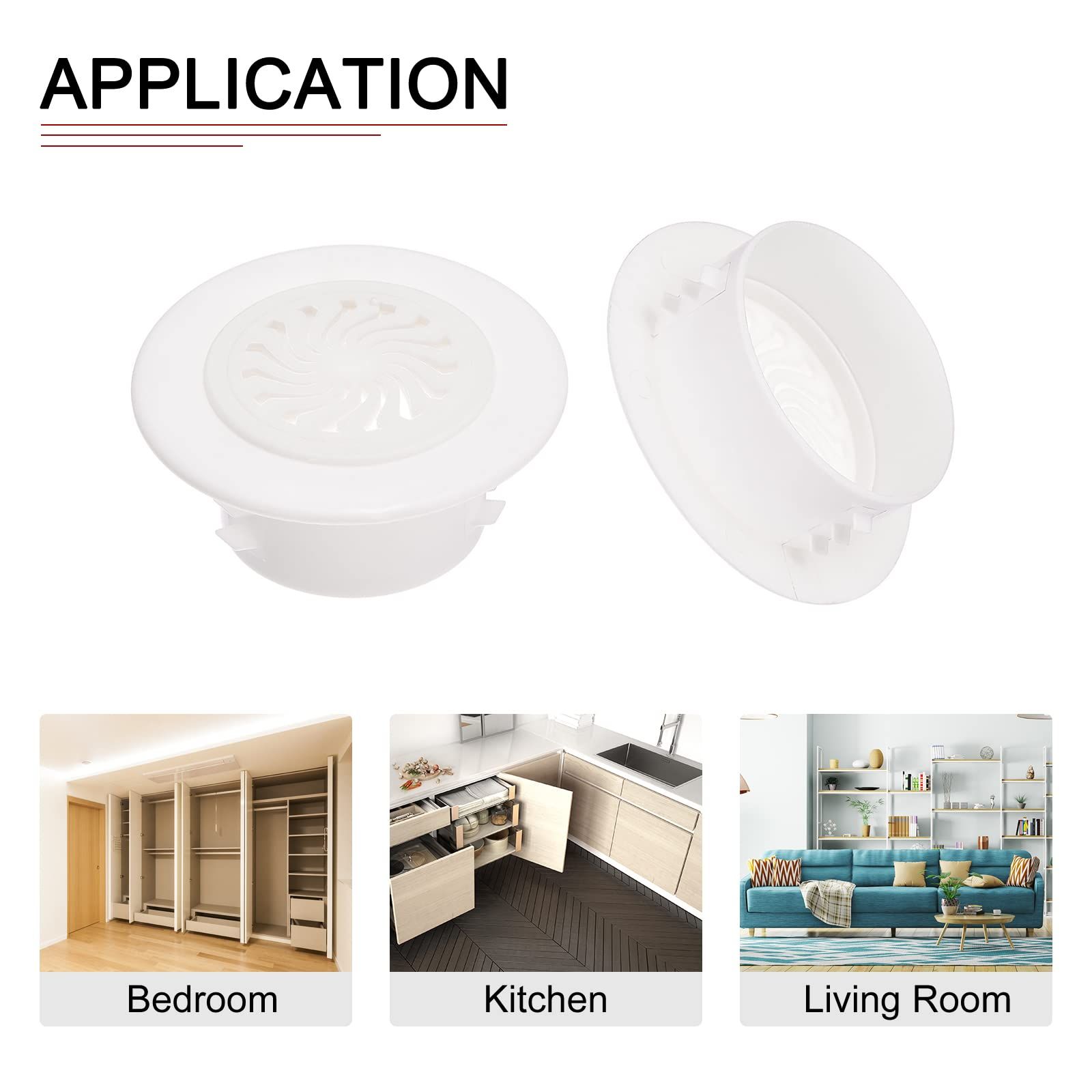 Round Vent Cover - 2Pack - Good for Bedroom Bathroom 2"-2.3" Dia Vent Hole view 5