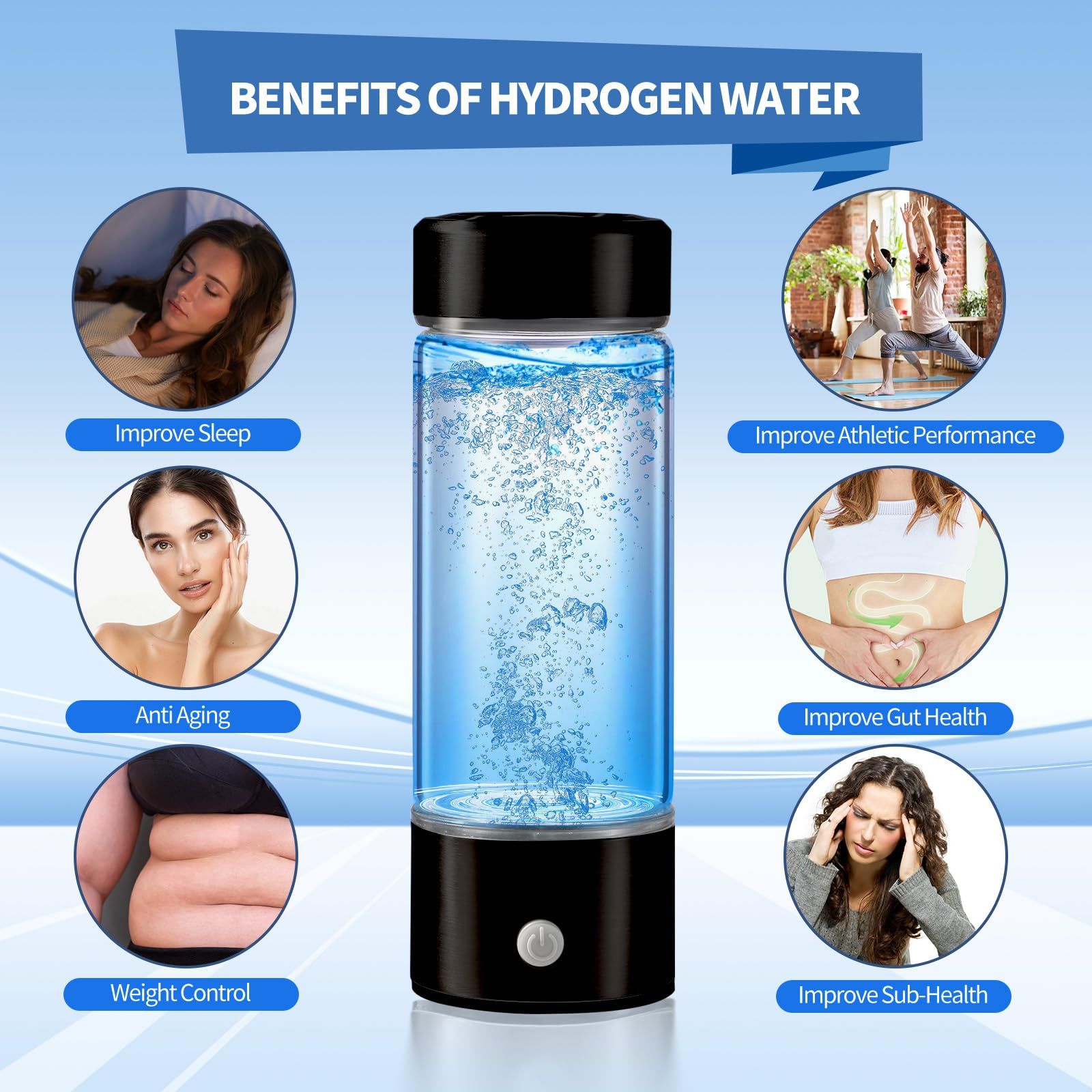Hydrogen Water Bottle,Portable Rechargeable 3 Min Quick Electrolysis view 4