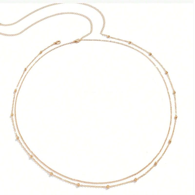 2Pcs Summer Beaded Waist Chain Metal Bikini Multi-Layer Waist Belly Chain Sexy