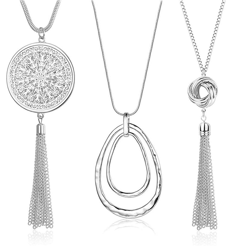 Silver Choker Necklaces for Women Trendy Layering Circle Bar Pendant Chain