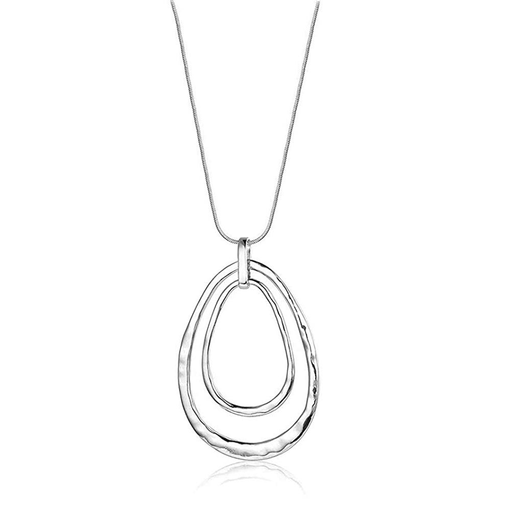 Silver Choker Necklaces for Women Trendy Layering Circle Bar Pendant Chain view 4