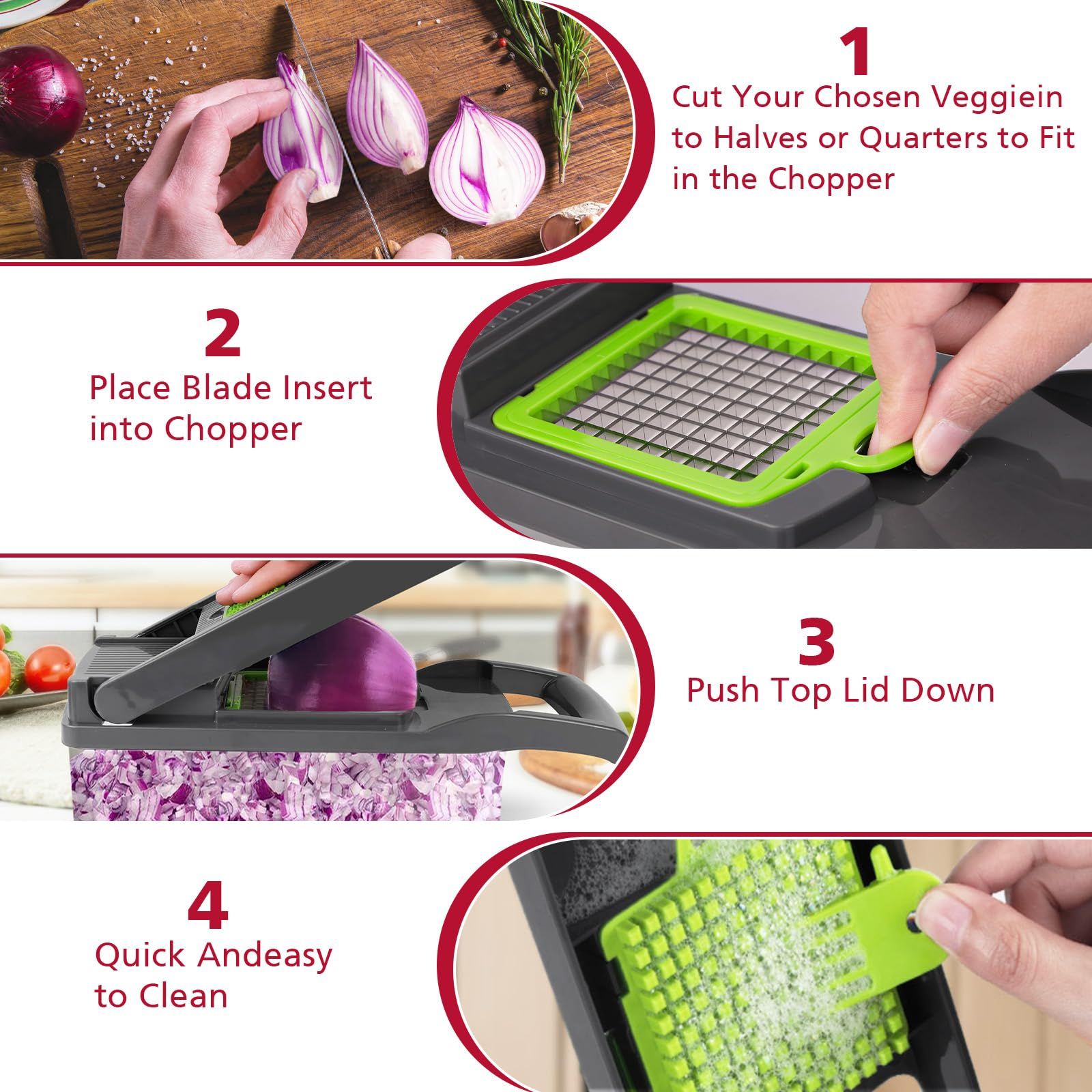 Vegetable Chopper, Pro Onion Chopper, Multifunctional Veggie Chopper With 8 view 4