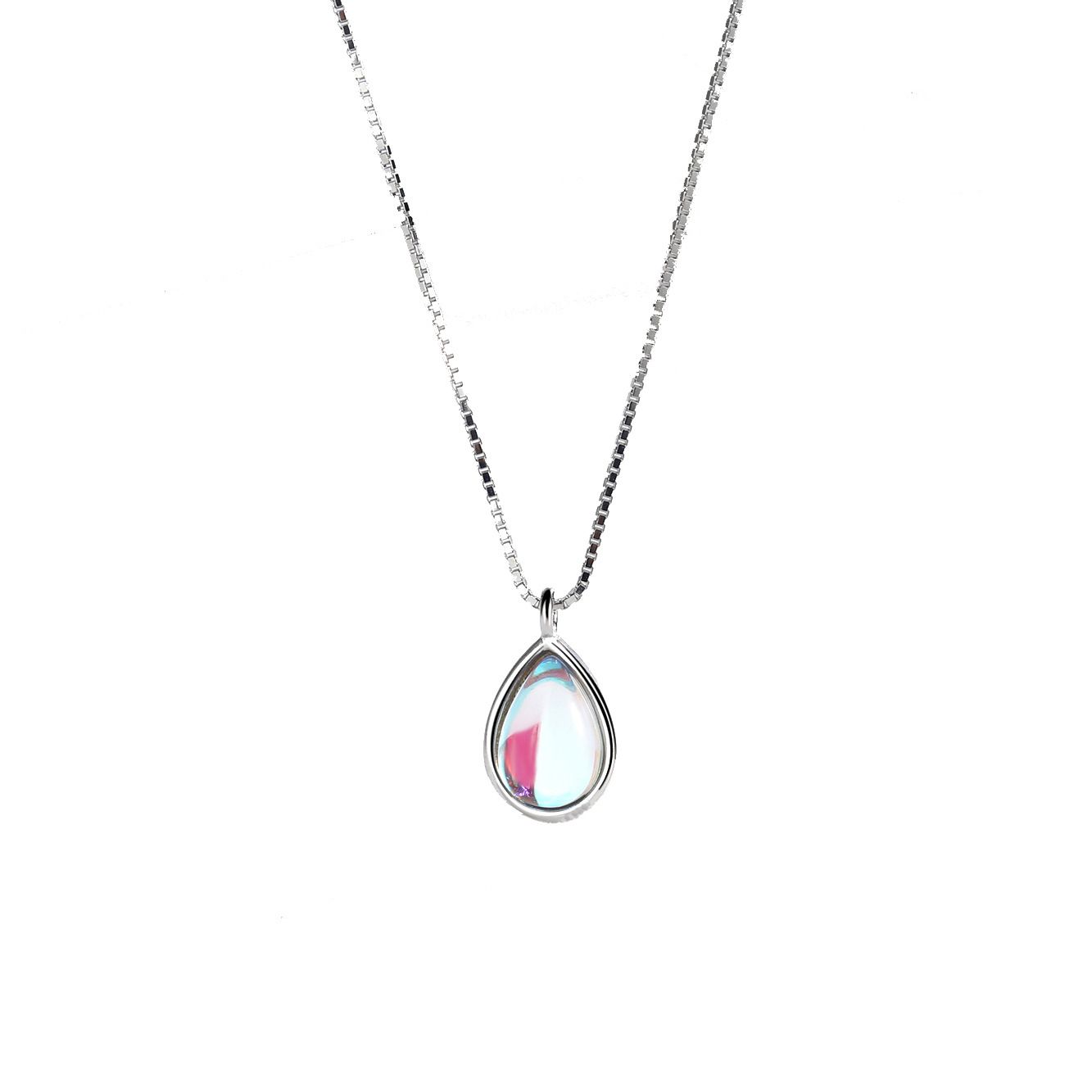 Sweet Waterdrop Glowing Round Bead Pendant Necklace Artificial Crystal Glass