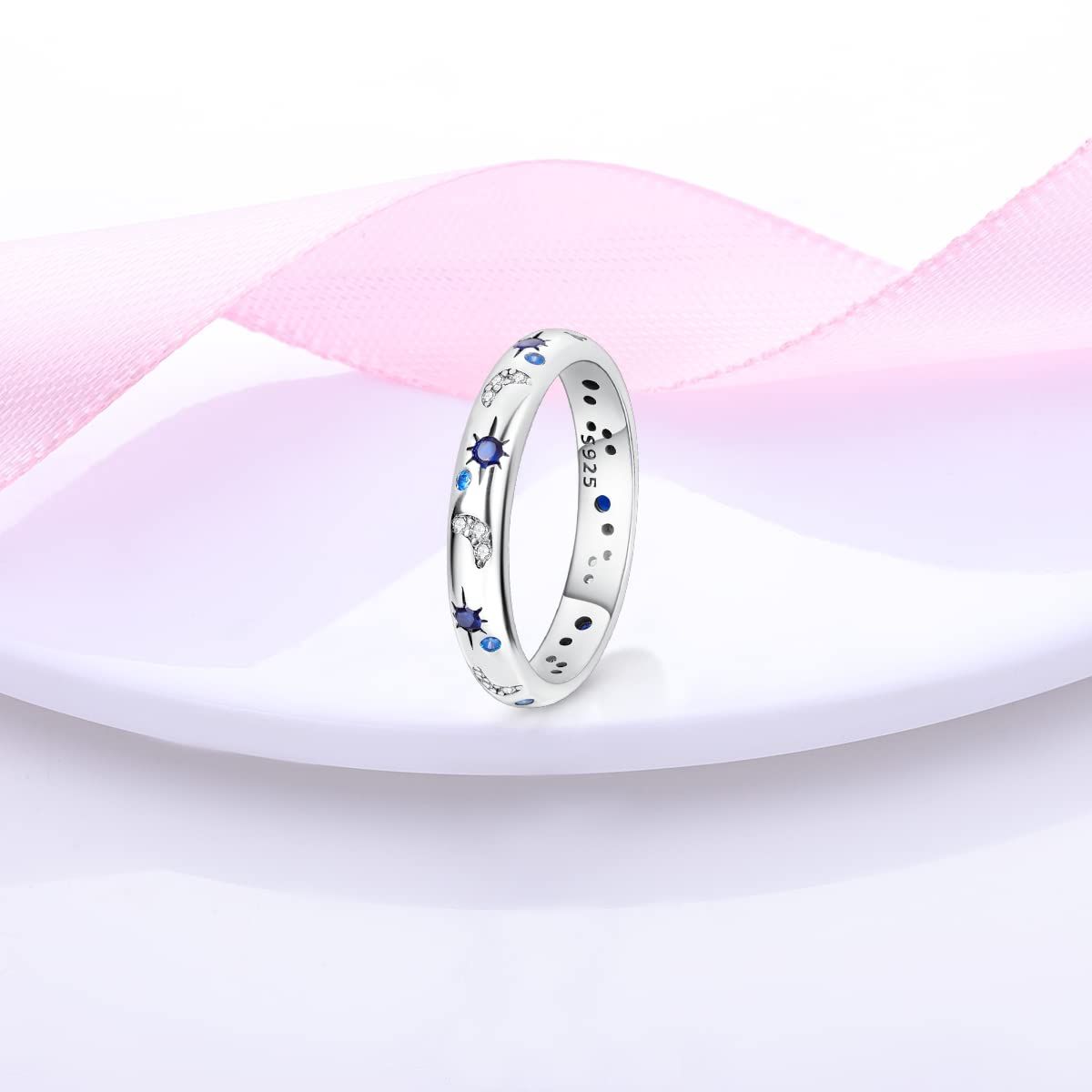 Women Rings Moon Star Ring Evil Eye Ring Colorful Cubic Zirconia Ring view 2
