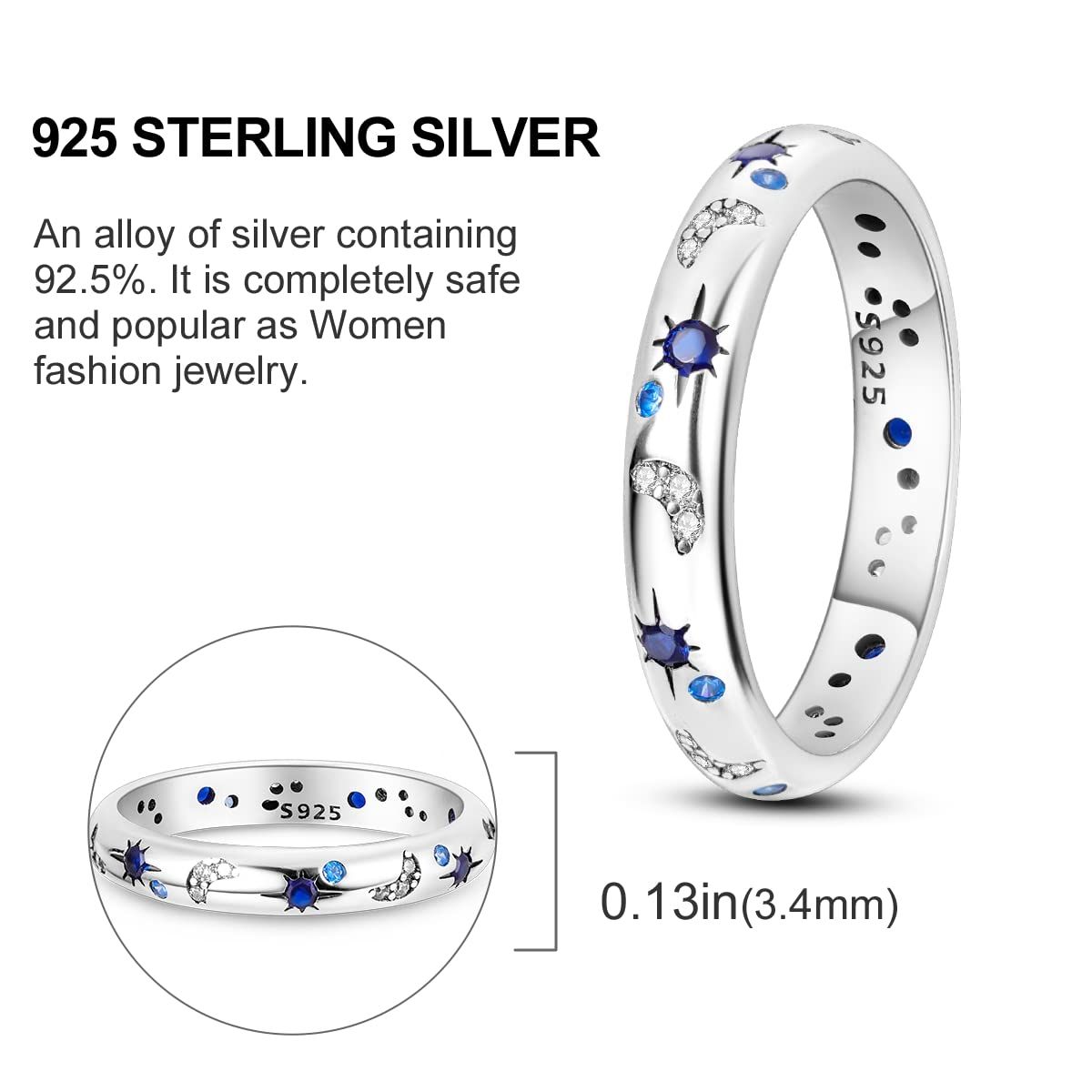 Women Rings Moon Star Ring Evil Eye Ring Colorful Cubic Zirconia Ring view 5