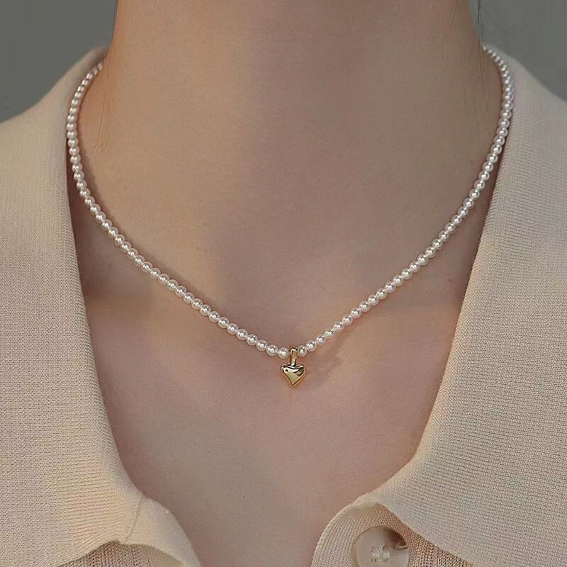 Pearl Necklaces for Women Shining Plated Pearl Paperclip Link Box Chain view 2