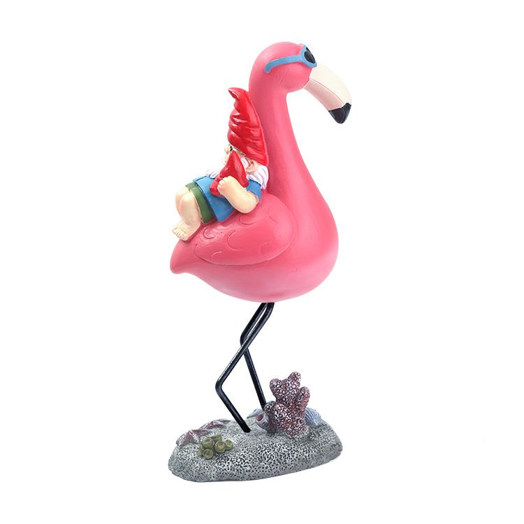 Garden Gnome Statue Outdoor Fun Garden Gnome Riding Flamingo Lawn Patio Artist