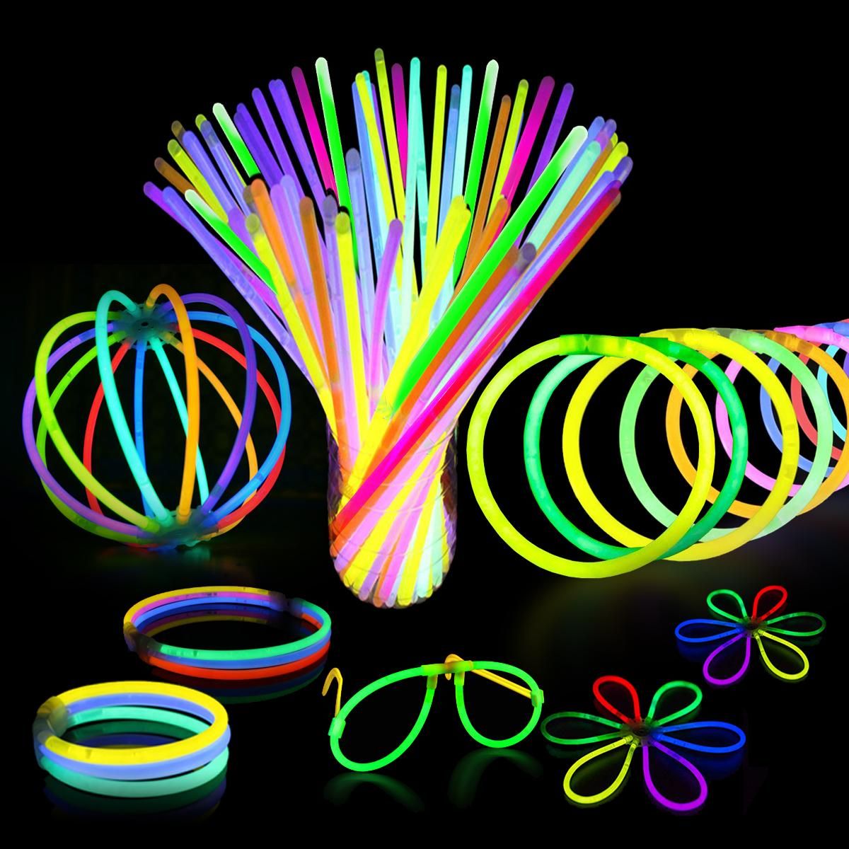 50Pcs- Glow in The Dark Eye Glasses Kit/Party Supplies tri Bracelets