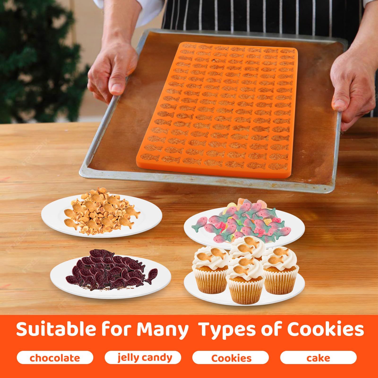 goldfish Cracker Cutter,25 Cavity Fish Cookie Cutter,Mini Gold Fish Shapes view 5