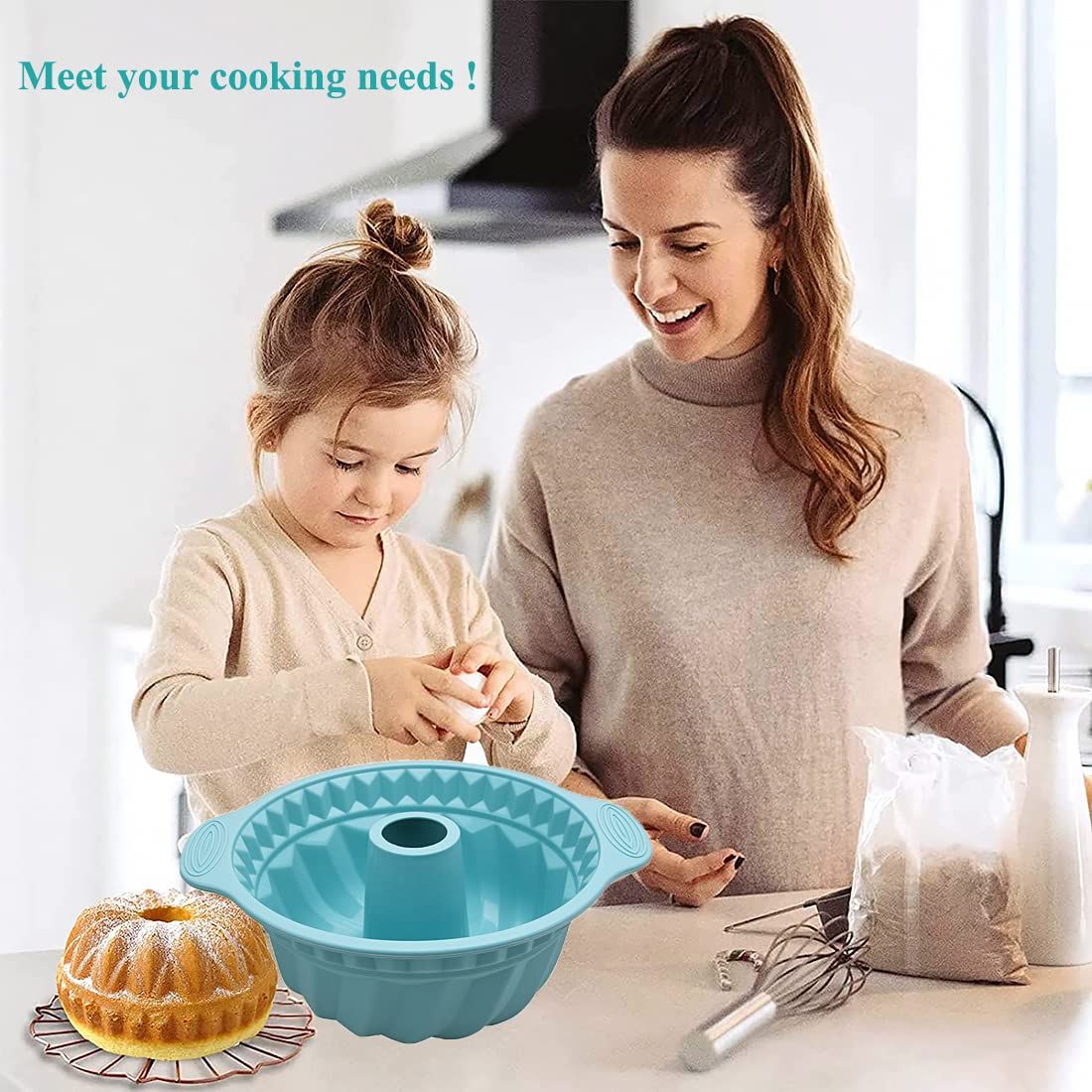 Silicone Fluted Pans, Non-stick with Sturdy Handle, Baking Molds, Perfect view 2