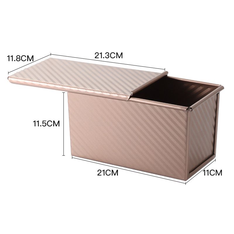 Non-Stick Bakeware Golden Corrugated Carbon Steel Bread Toast Box Mold with view 2