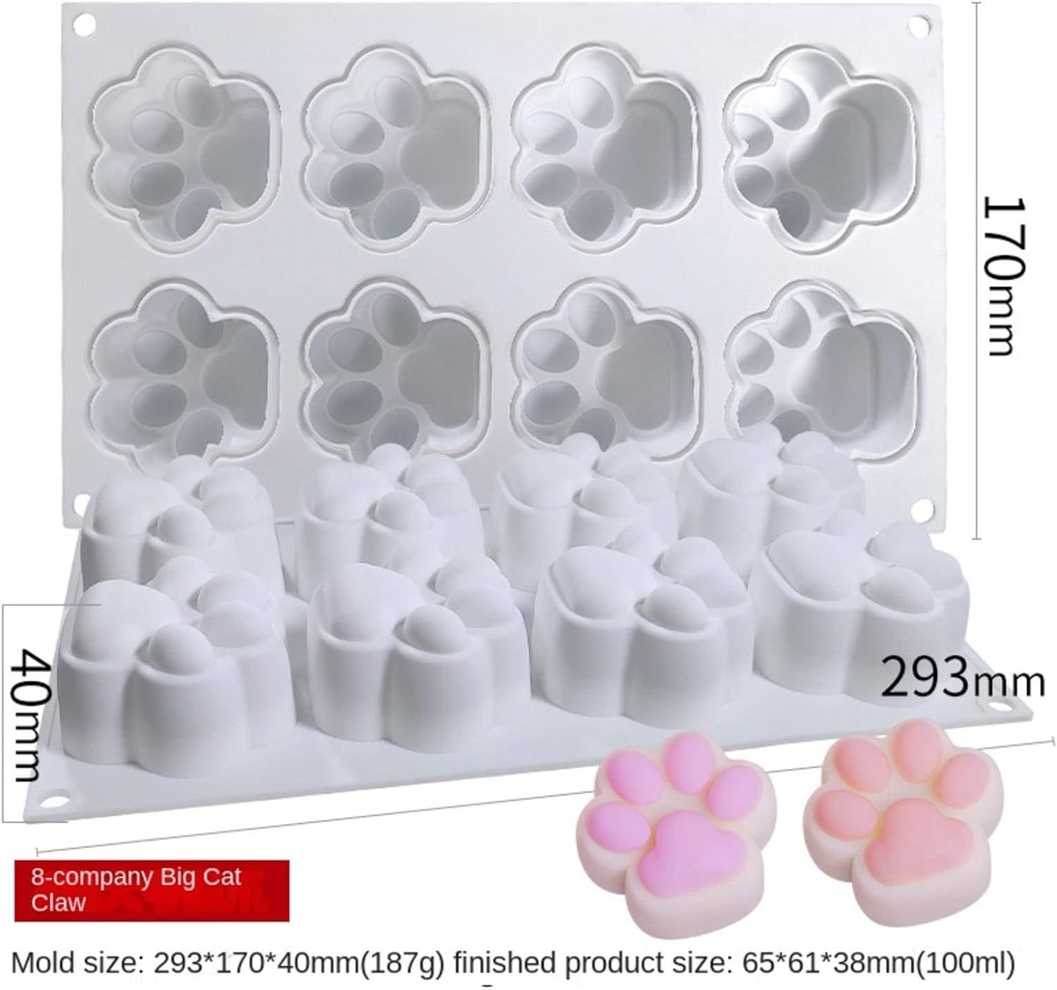 Cute Animal Paw Silicone Cake Mold for DIY Mousse Jelly Pudding Enhance your view 3