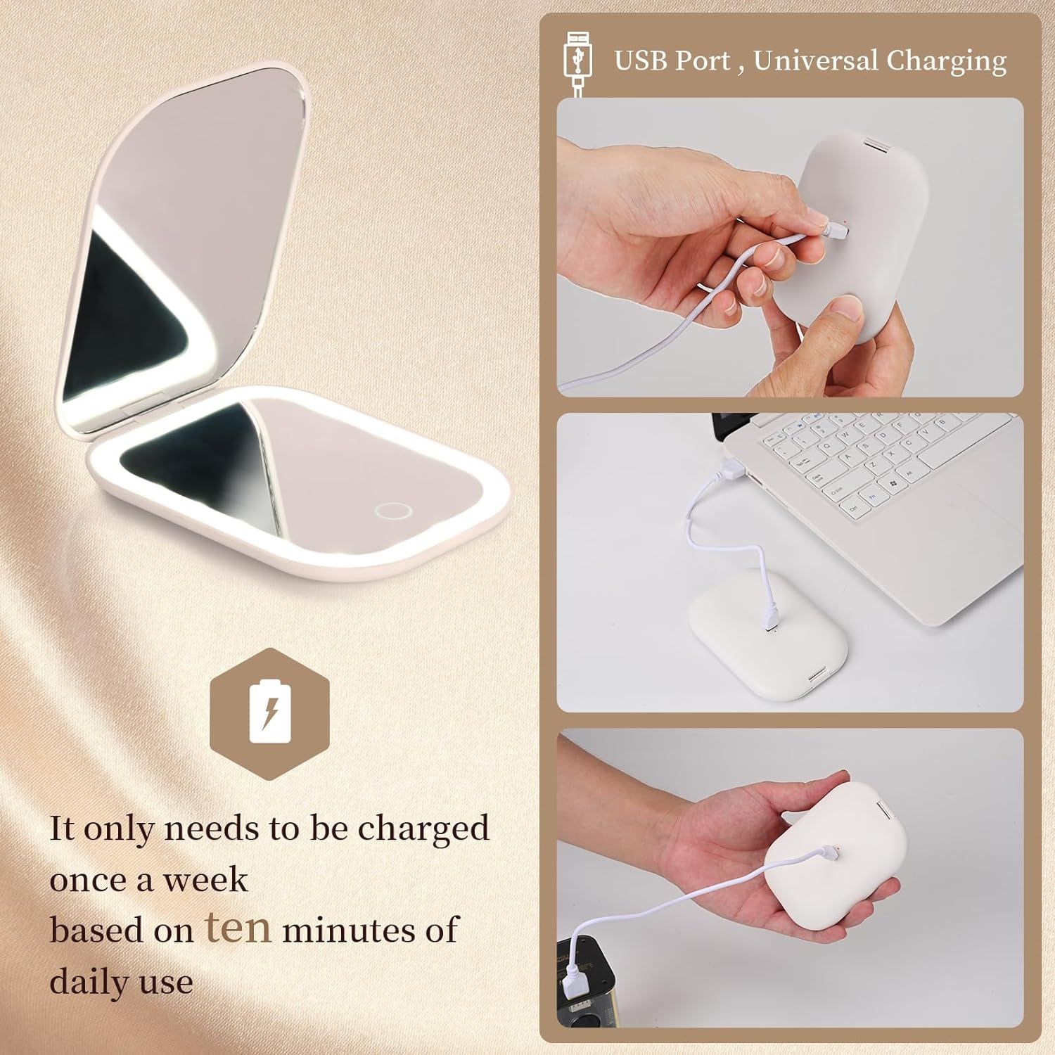 LED Compact Mirror with 3-Color Light view 4