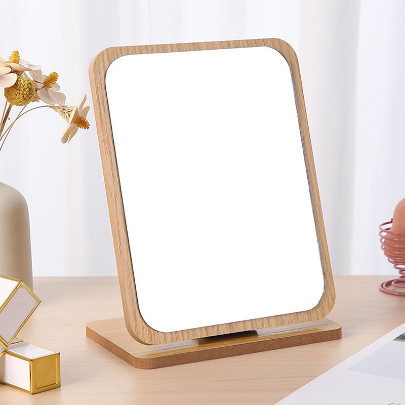 Rectangular Compact Table Mirror Vertical Wood Frame Mirror Table Mirror 90 view 2