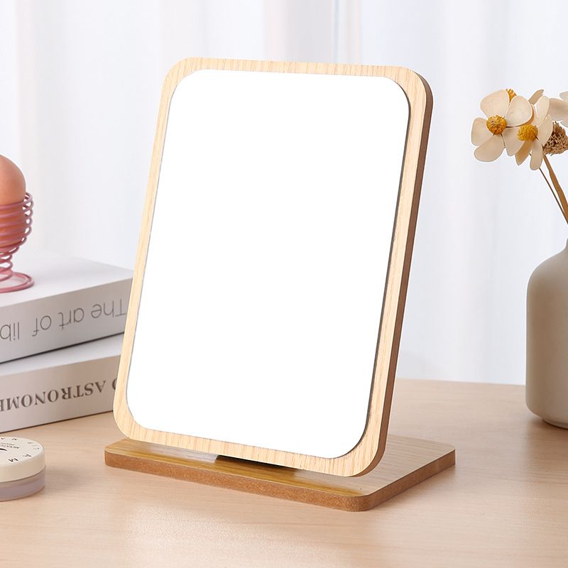 Rectangular Compact Table Mirror Vertical Wood Frame Mirror Table Mirror 90 view 3