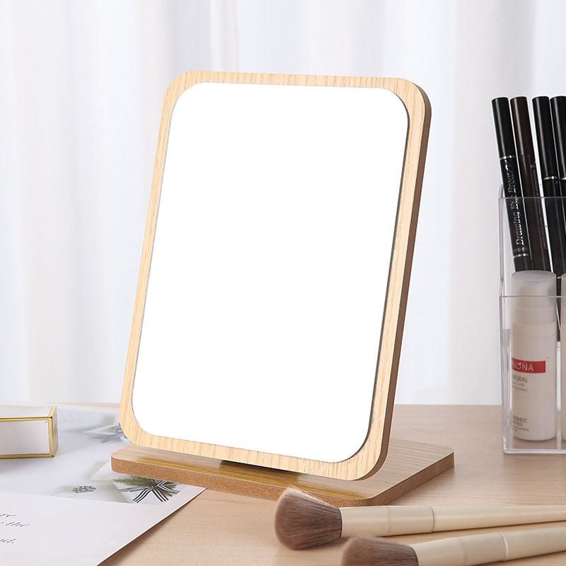 Rectangular Compact Table Mirror Vertical Wood Frame Mirror Table Mirror 90 view 4