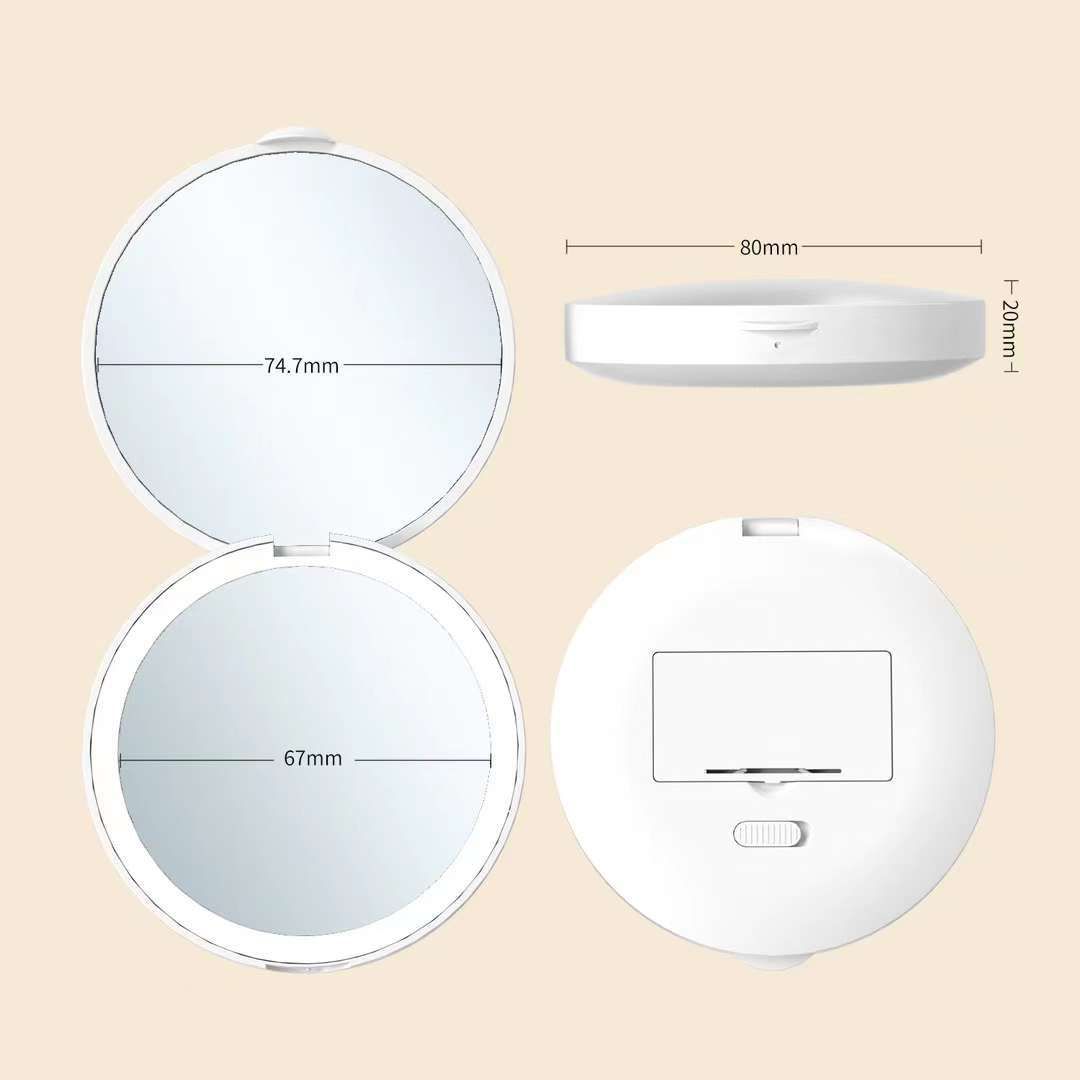 Compact Mirror, Travel Makeup Mirror with Lights, 1X/2x Magnification LED view 2