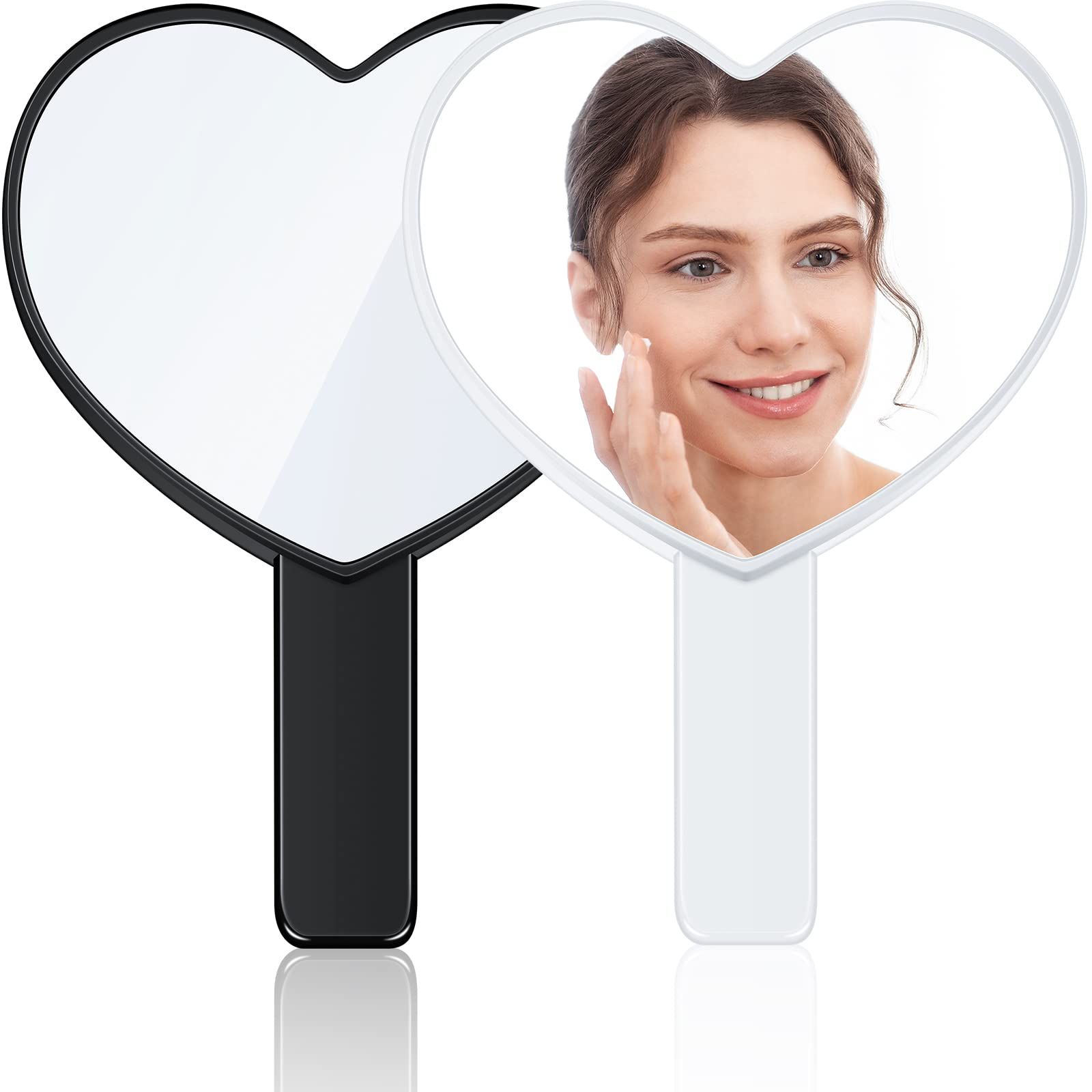 2 Pieces Heart-Shaped Handheld Mirrors Travel Makeup Mirrors Mini Cosmetic view 5