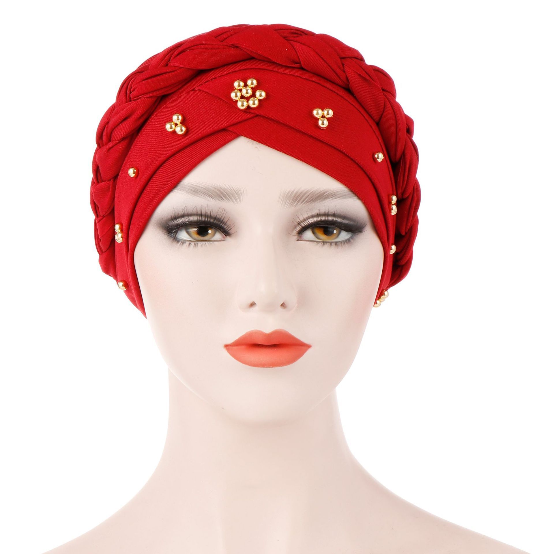 African Women Twisted Beaded Braid Head Wraps Pre-Tied Chemo Headscarf for