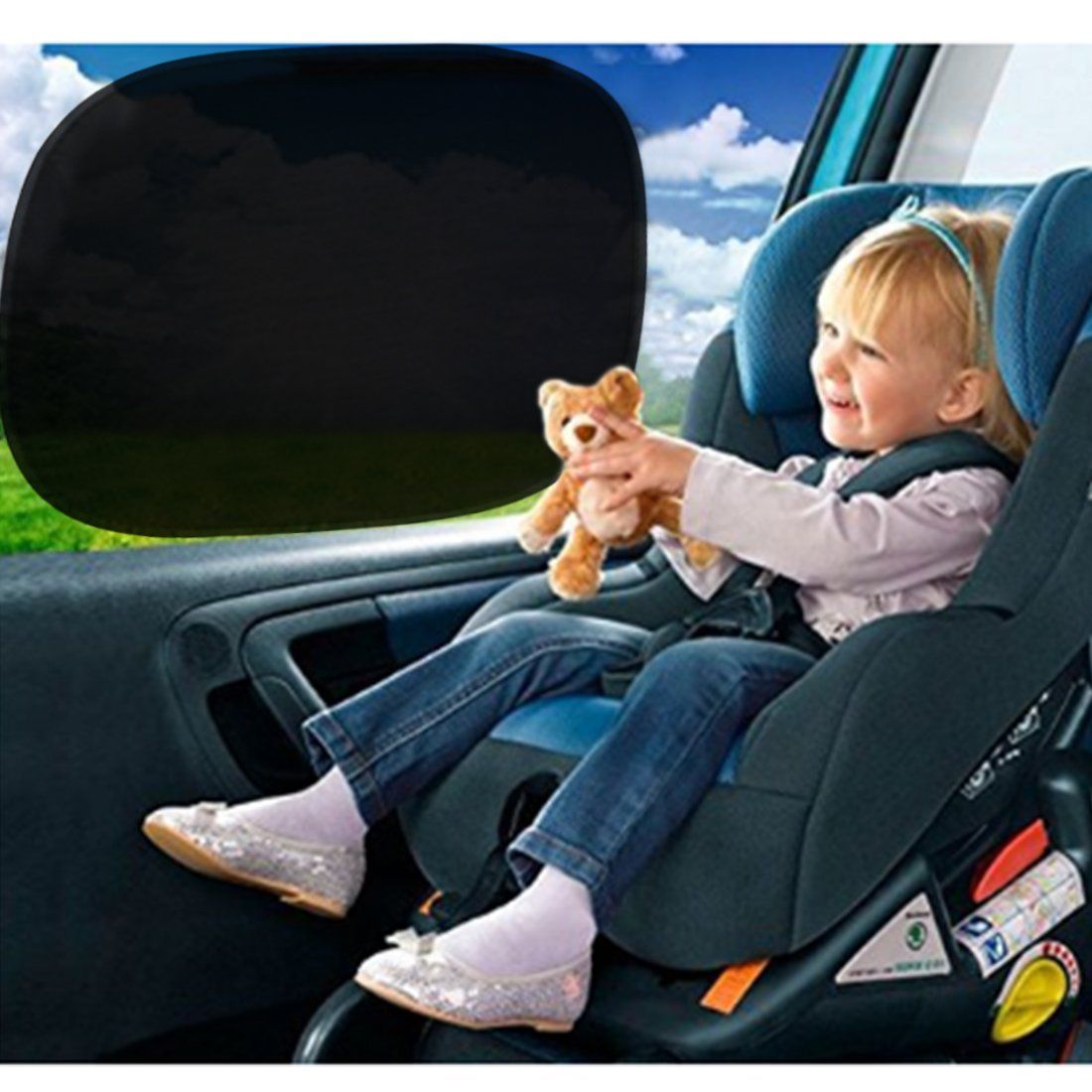 2PC Metallic Black Car Window Sun Shade Auto Shade for Windshield Visor view 3