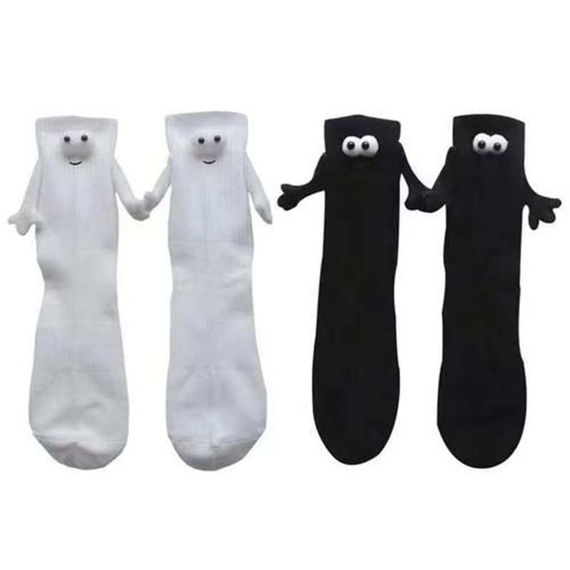 Couple Holding Hands Socks ，Funny Magnetic Suction 3D Doll Socks ，Birthday view 4