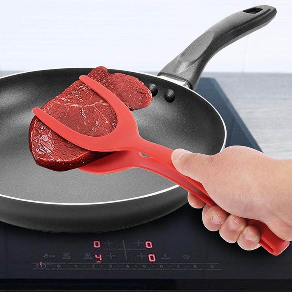 Egg Spatula, Grip and Flipp Tongs Spatula, Fried Eggs Turners, 2 in 1 Clamp view 3