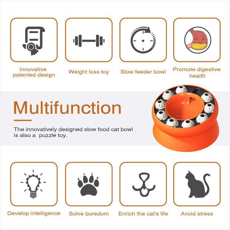 Cat Slow Feeder, Raised Cat Dog Food Bowls with Stand,Cat Puzzles Feeder view 4