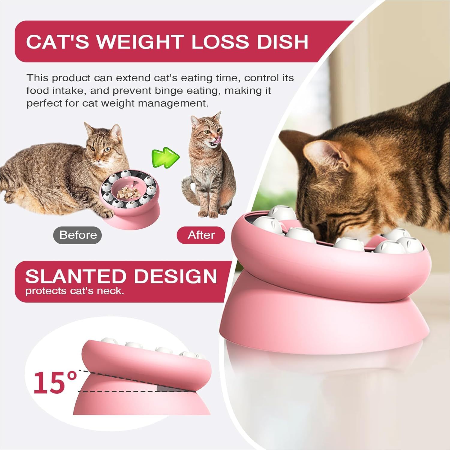 Interactive Cat Slow Feeder Bowl – Cat Treat Puzzle Feeder – Brain Stimulation view 4